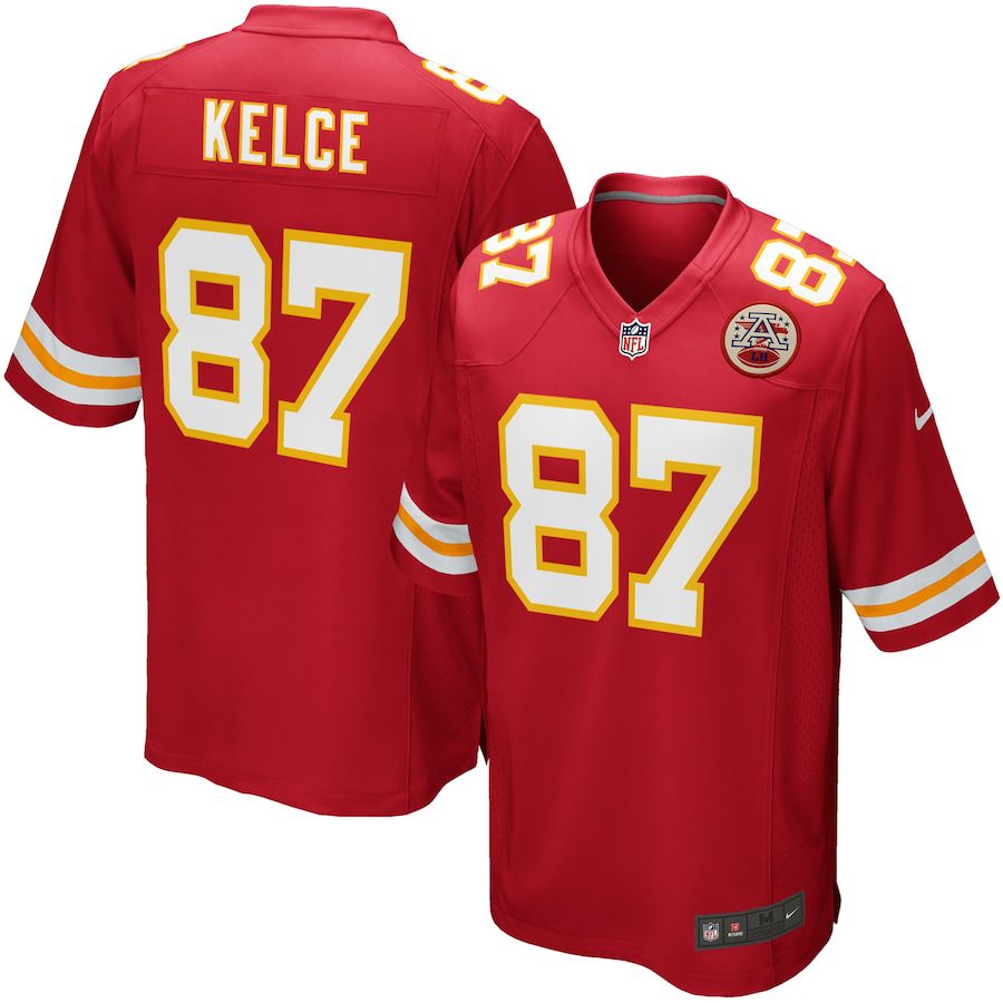 Men Kansas City Chiefs #87 Travis Kelce Nike Red Team Game NFL Jersey